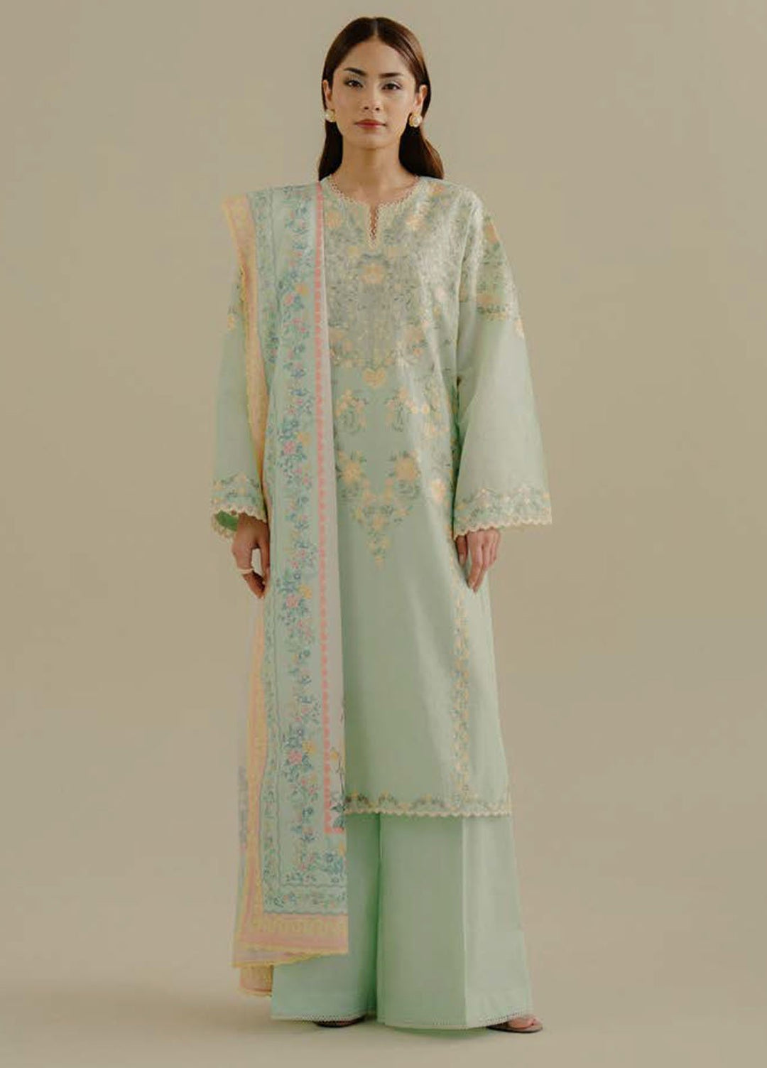Coco by Zara Shahjahan Embroidered Lawn Suits Unstitched 3 Piece CZS25LD D-7 A Velin - Summer Collection