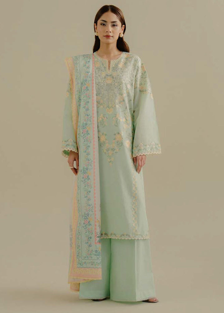 Coco by Zara Shahjahan Embroidered Lawn Suits Unstitched 3 Piece CZS25LD D-7 A Velin - Summer Collection