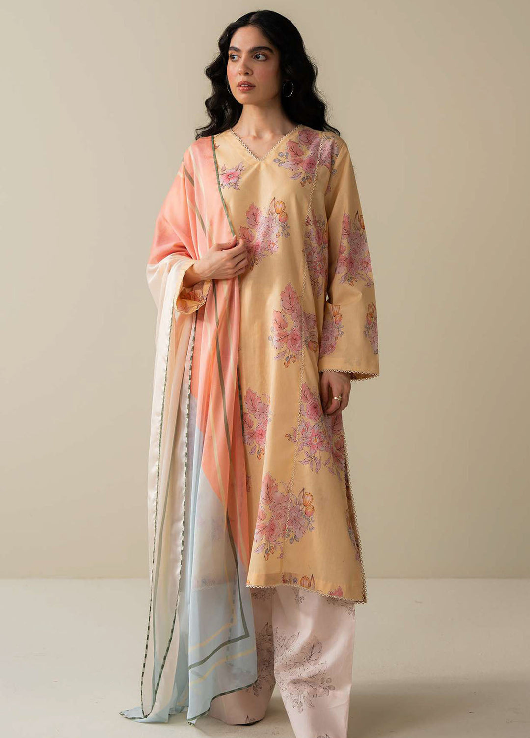 Coco Prints by Zara Shahjahan Printed Lawn Suits Unstitched 3 Piece CZS25PS D-01 B Ovela - Summer Collection