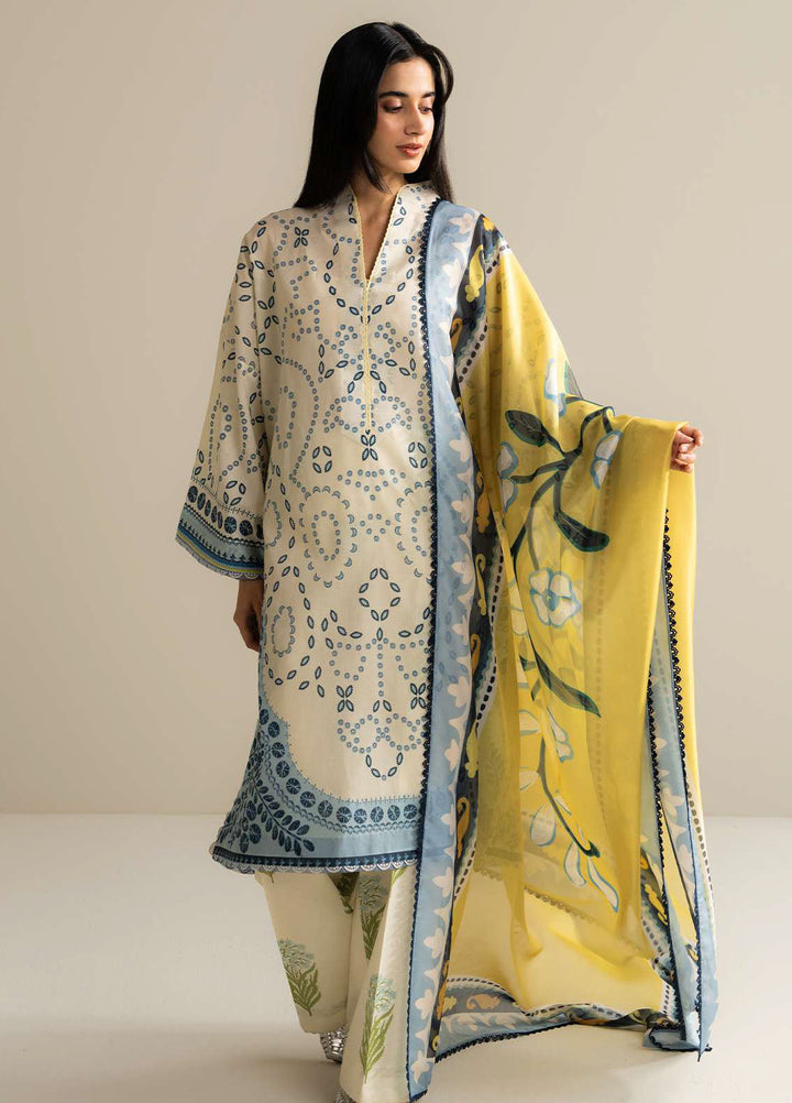 Coco Prints by Zara Shahjahan Printed Lawn Suits Unstitched 3 Piece CZS25PS D-02 A Nelea - Summer Collection