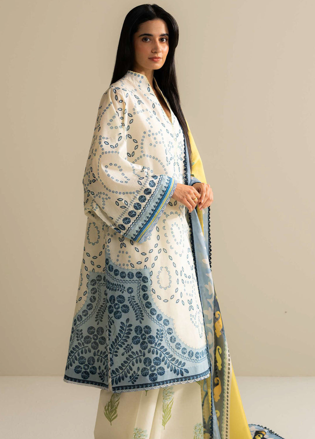 Coco Prints by Zara Shahjahan Printed Lawn Suits Unstitched 3 Piece CZS25PS D-02 A Nelea - Summer Collection