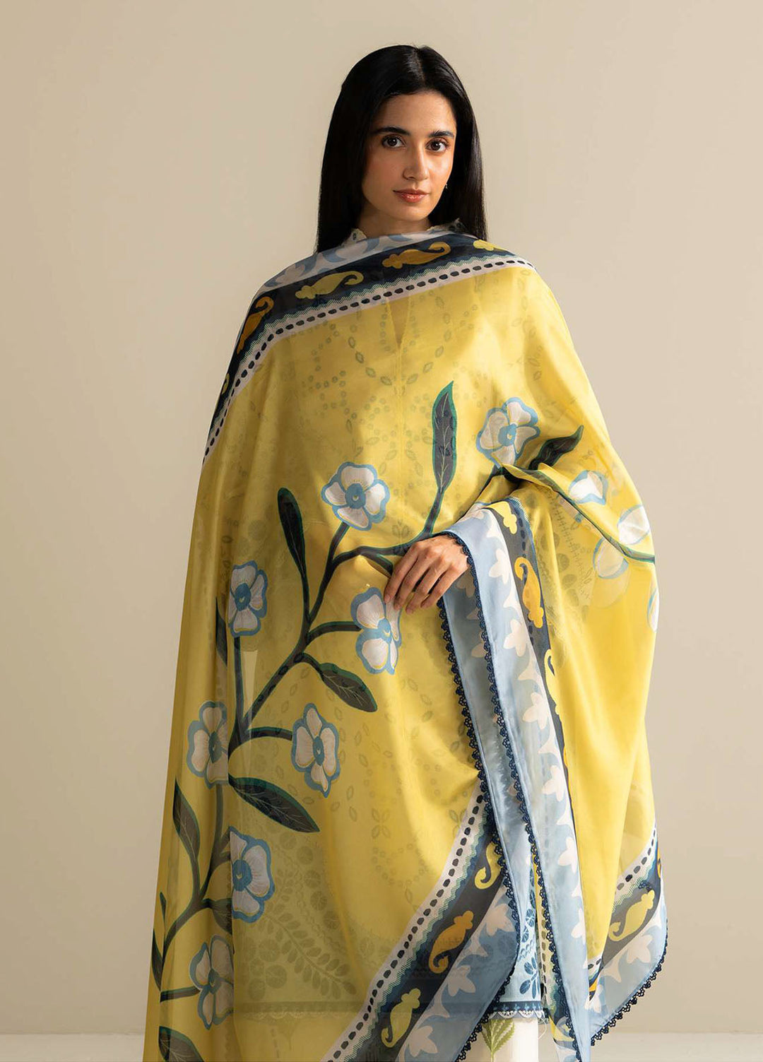 Coco Prints by Zara Shahjahan Printed Lawn Suits Unstitched 3 Piece CZS25PS D-02 A Nelea - Summer Collection