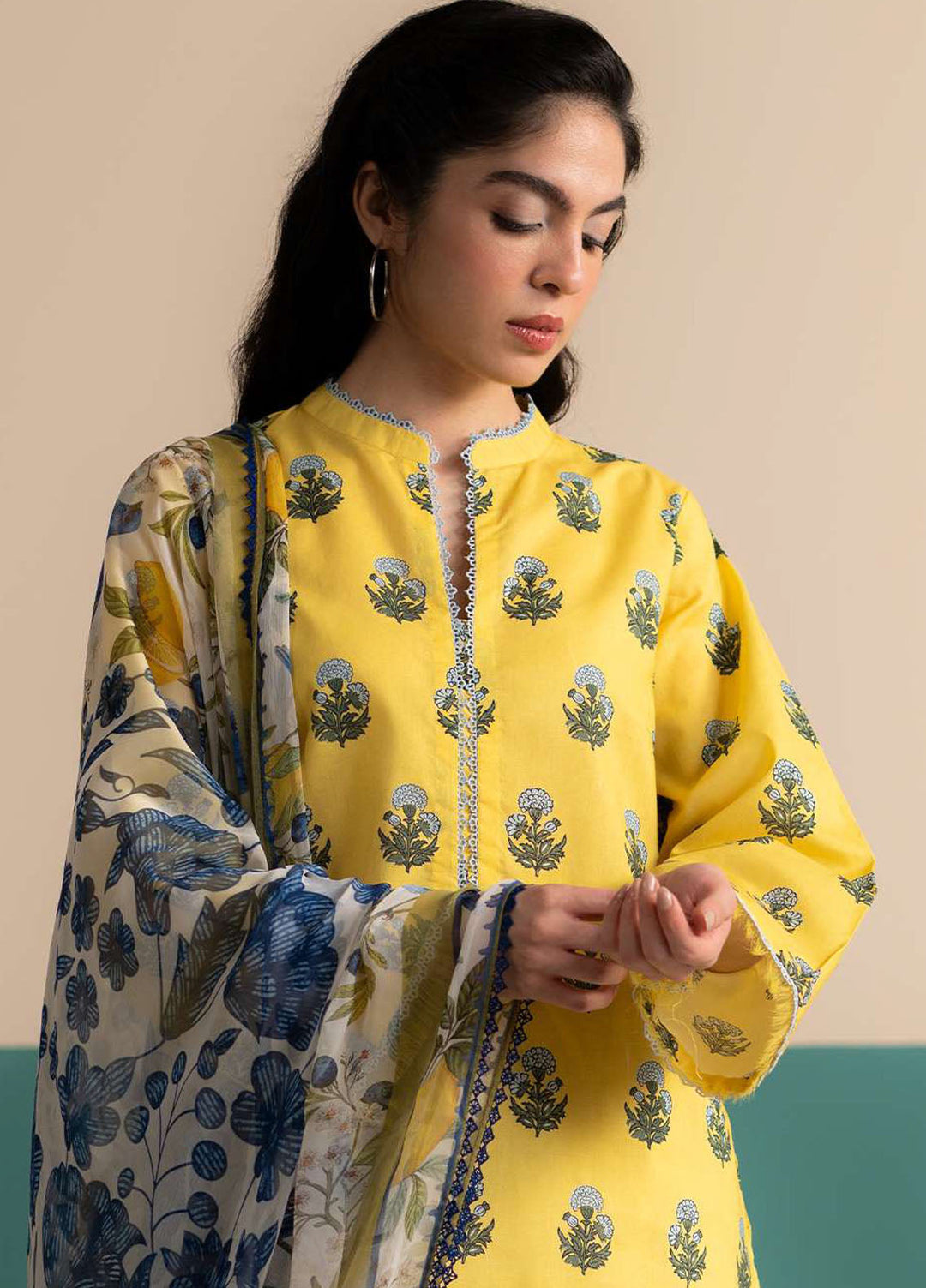 Coco Prints by Zara Shahjahan Printed Lawn Suits Unstitched 3 Piece CZS25PS D-04 A Zofi - Summer Collection