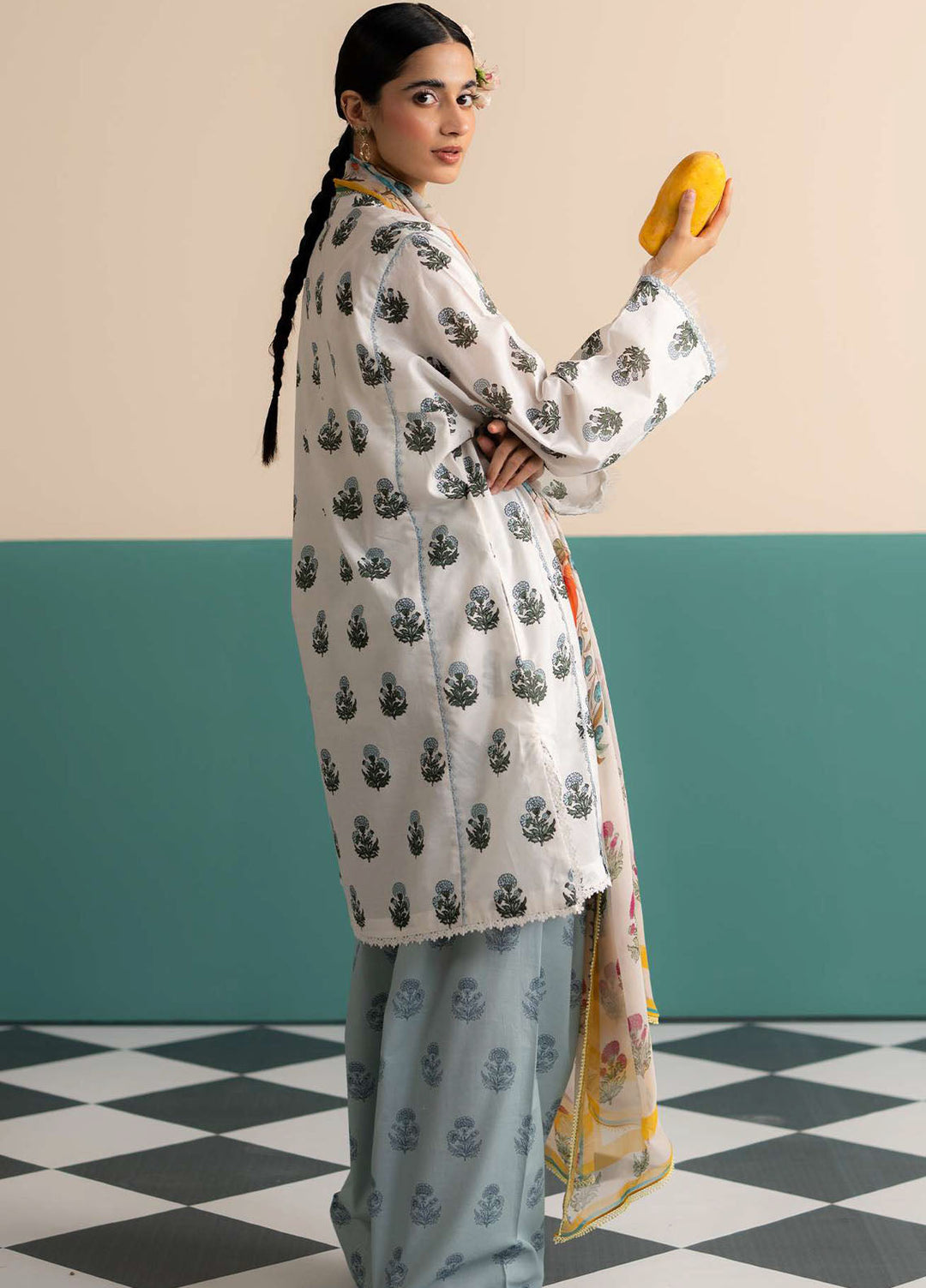 Coco Prints by Zara Shahjahan Printed Lawn Suits Unstitched 3 Piece CZS25PS D-04 B Zofi - Summer Collection