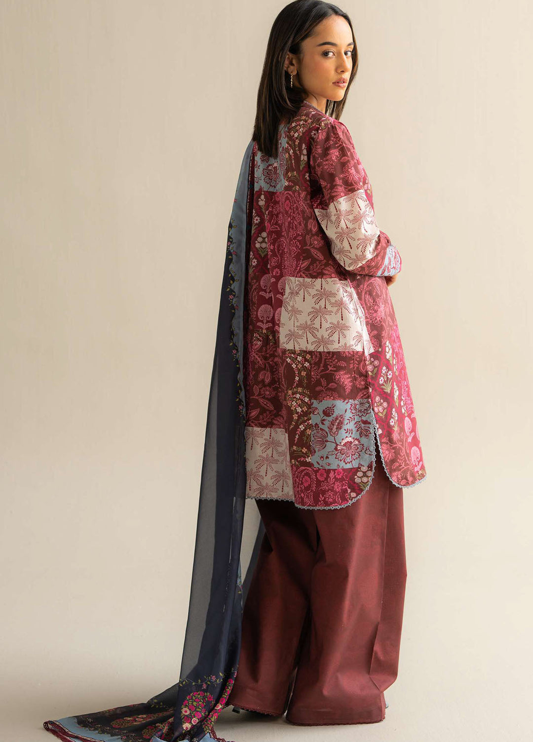 Coco Prints by Zara Shahjahan Printed Lawn Suits Unstitched 3 Piece CZS25PS D-05 A Mevi - Summer Collection