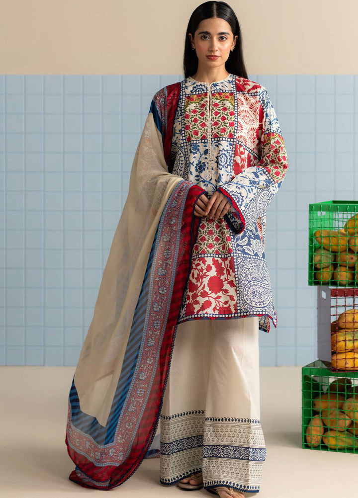 Coco Prints by Zara Shahjahan Printed Lawn Suits Unstitched 3 Piece CZS25PS D-08 A Elra - Summer Collection