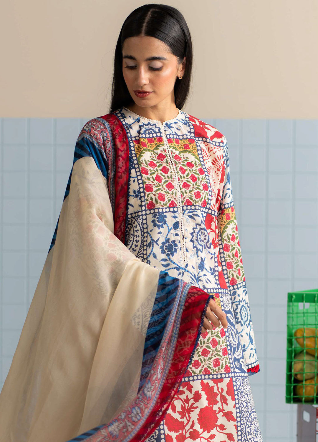 Coco Prints by Zara Shahjahan Printed Lawn Suits Unstitched 3 Piece CZS25PS D-08 A Elra - Summer Collection