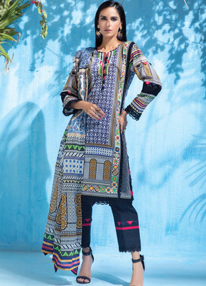 Colors by Al Zohaib Printed Lawn Suits Unstitched 3 Piece AZ21CL D-04 - Summer Collection