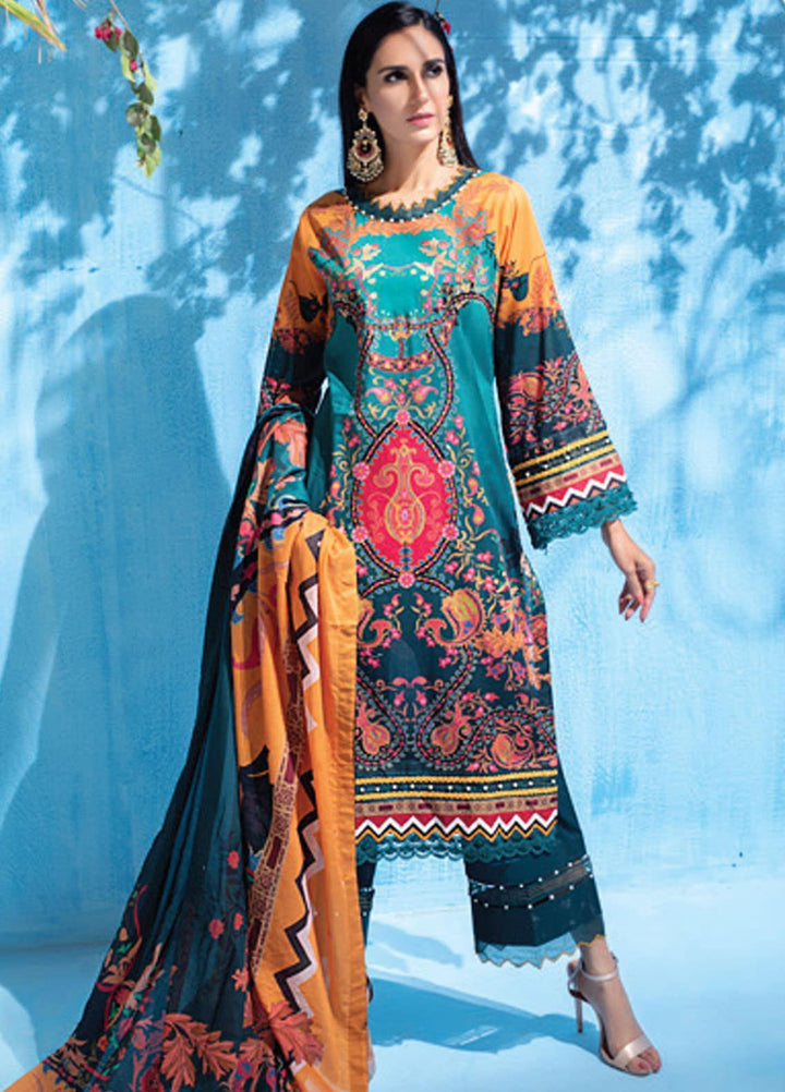 Colors by Al Zohaib Printed Lawn Suits Unstitched 3 Piece AZ21CL D-08 - Summer Collection