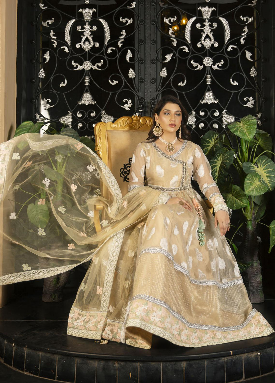 Combinations Luxury Pret  Organza 2 Piece Dress CBN22LP Milky Way CWC - 221035