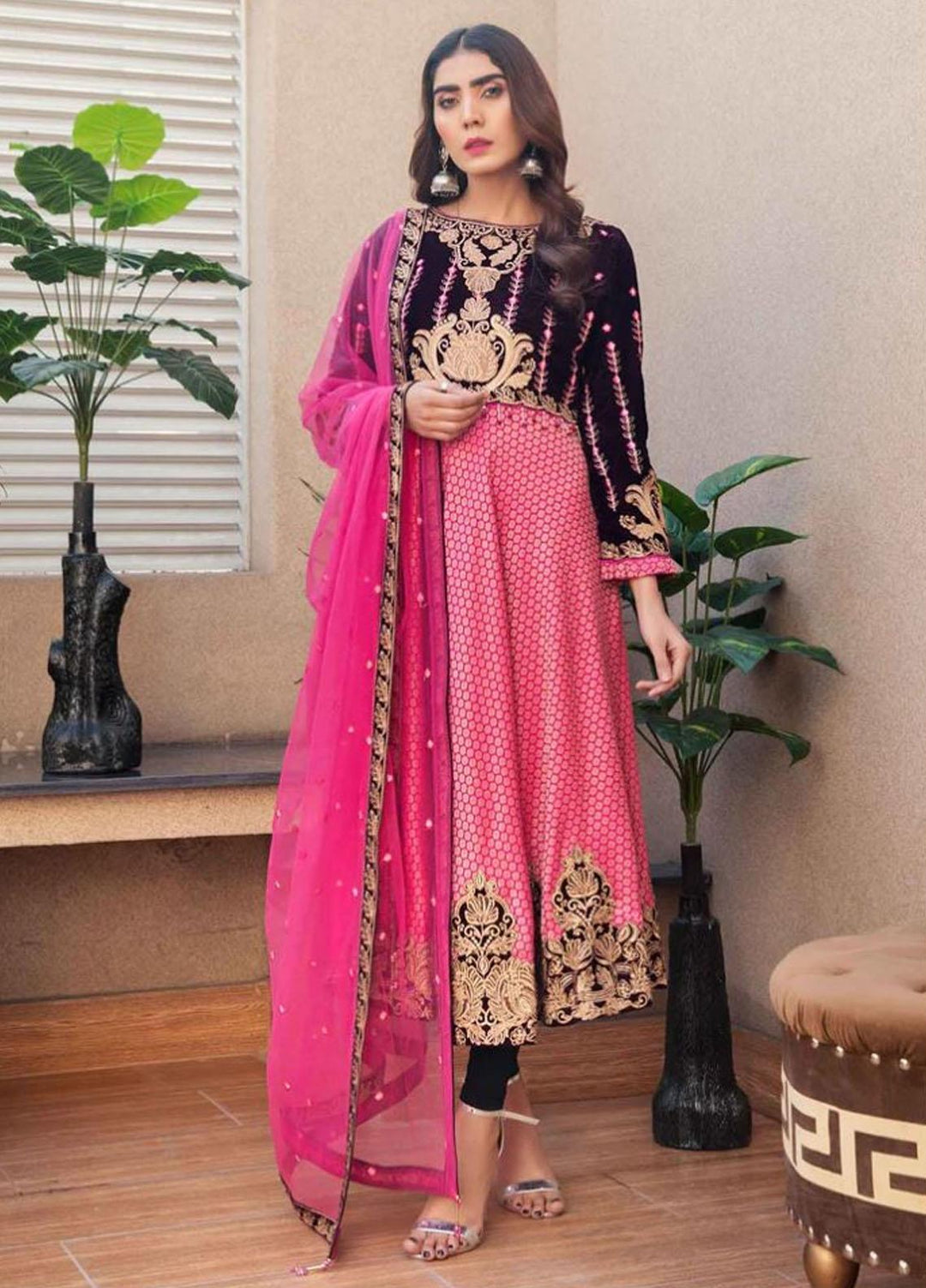 Combinations Luxury Pret  Jamawar 2 Piece Dress CBN22LP Rosebud CWC - 221004
