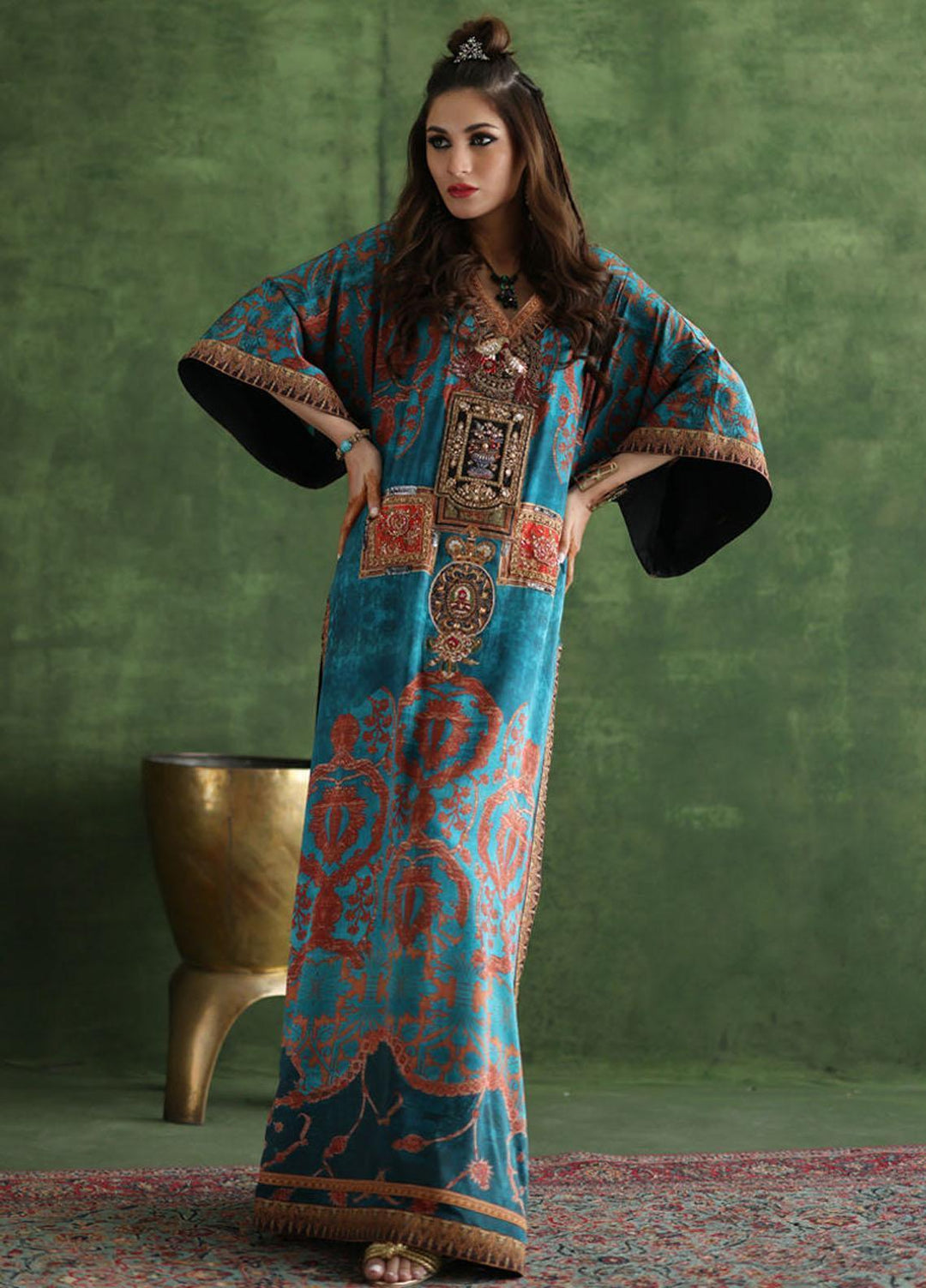 Shamaeel Ansari Pret Embroidered Charmeuse Silk Kaftan CE-10