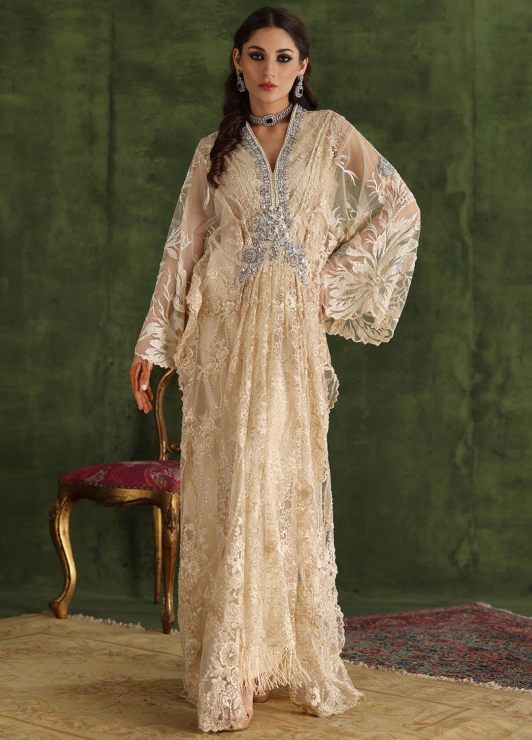 Shamaeel Ansari Pret Embroidered Organza Kaftan CE-11