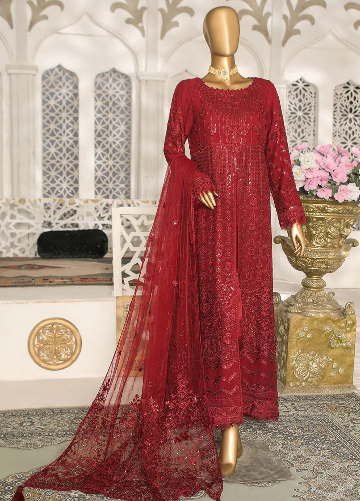 Cortesia By HZ Textiles Embroidered Chiffon Suits Unstitched 3 Piece HZ23C D-04 Burning Blush - Luxury Collection