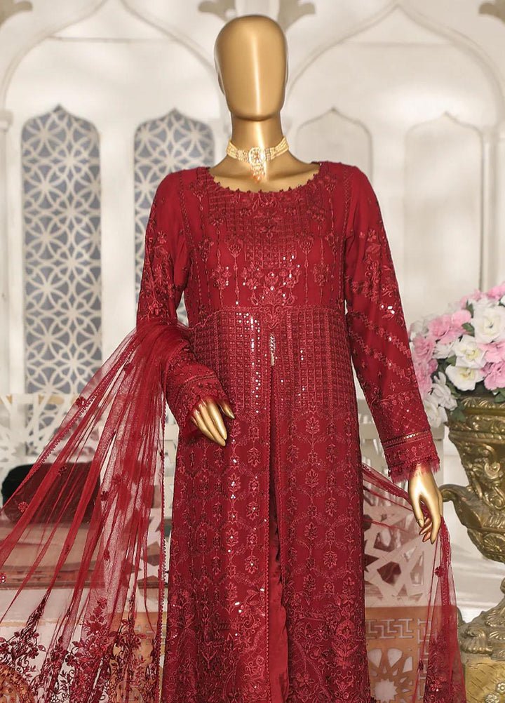 Cortesia By HZ Textiles Embroidered Chiffon Suits Unstitched 3 Piece HZ23C D-04 Burning Blush - Luxury Collection