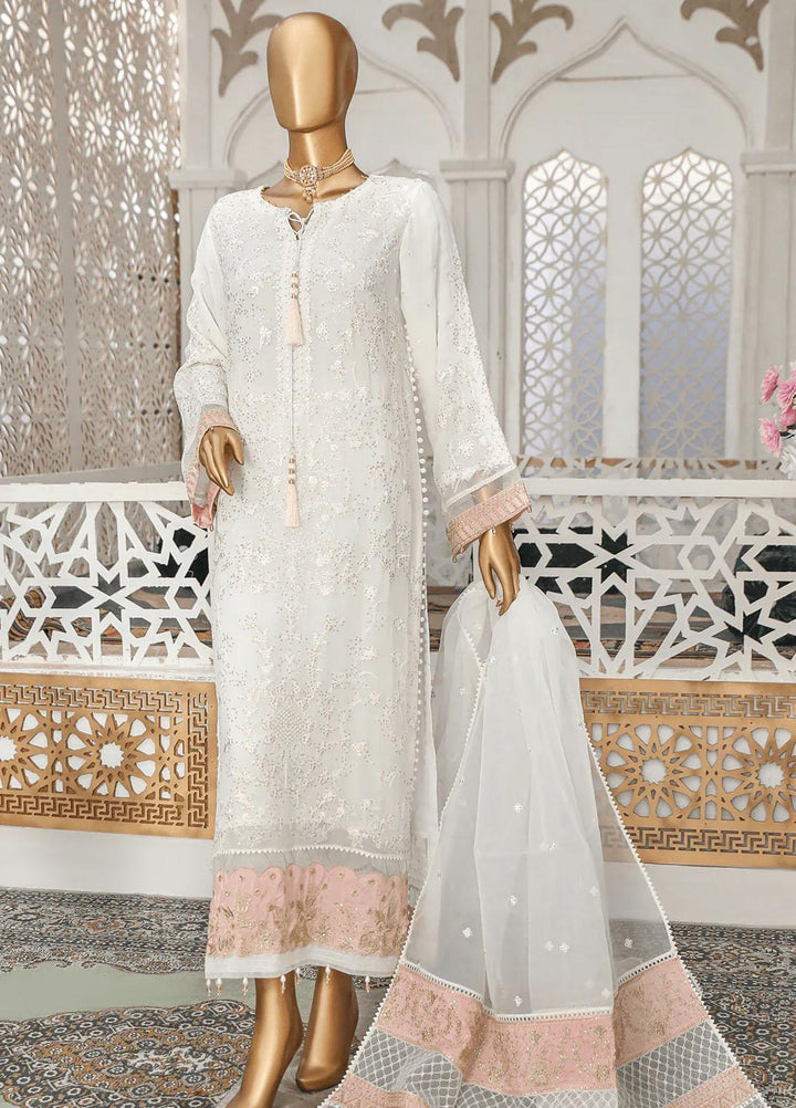 Cortesia By HZ Textiles Embroidered Chiffon Suits Unstitched 3 Piece HZ23C D-07 Shiny Dust - Luxury Collection