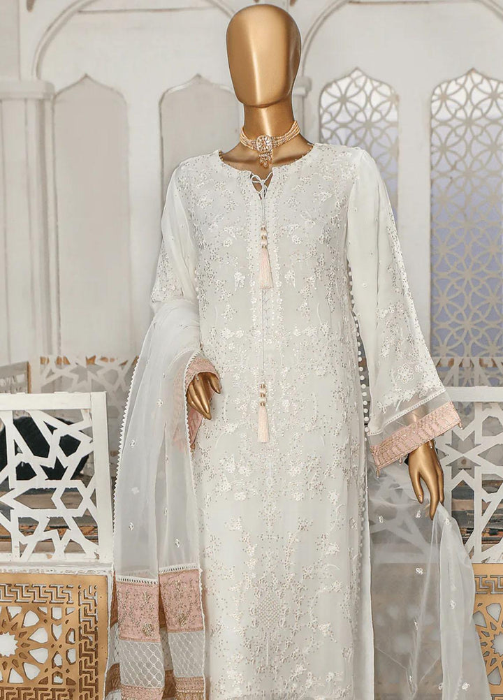 Cortesia By HZ Textiles Embroidered Chiffon Suits Unstitched 3 Piece HZ23C D-07 Shiny Dust - Luxury Collection