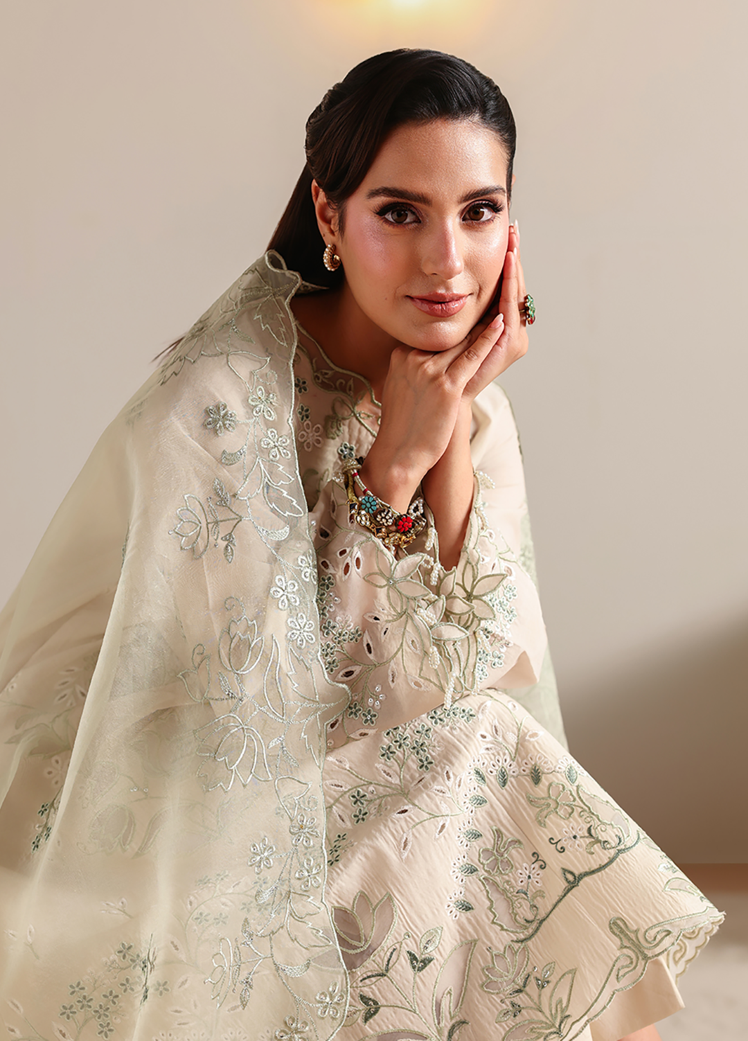 Cross Stitch Unstitched Embroidered Lawn 3 Piece Suit CS26ULE Pearl Sage - Eid Collection