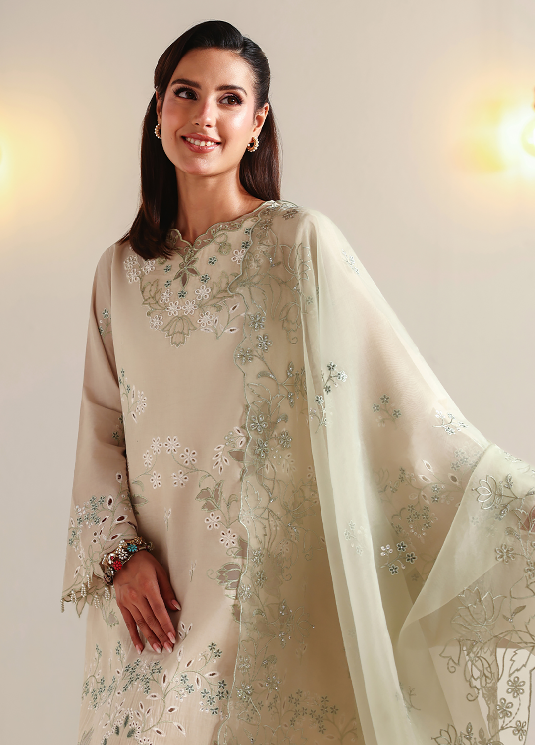Cross Stitch Unstitched Embroidered Lawn 3 Piece Suit CS26ULE Pearl Sage - Eid Collection