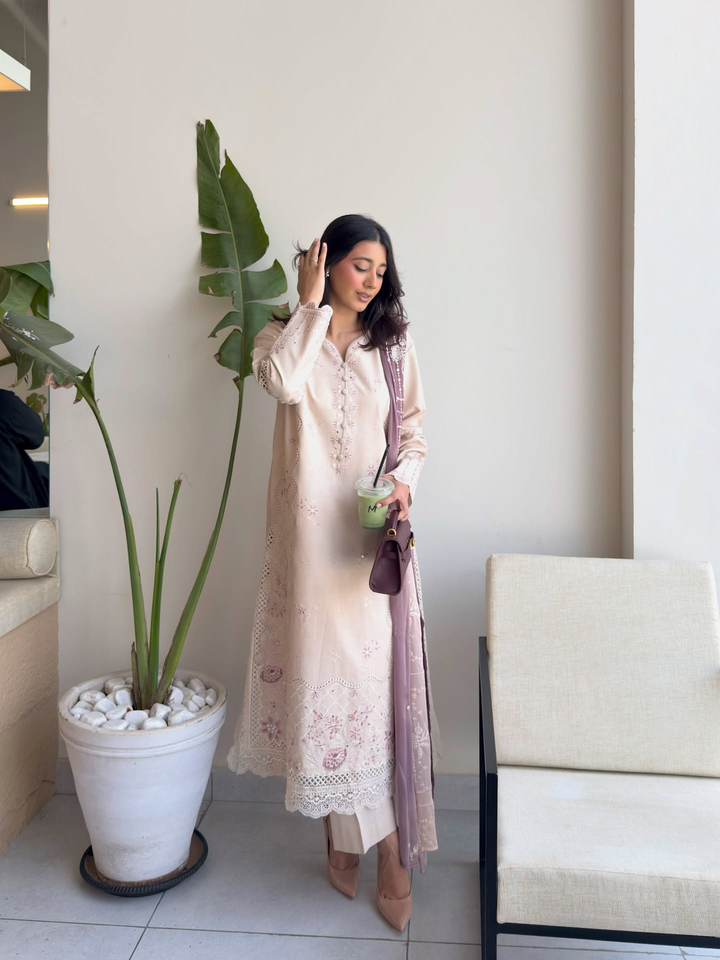 Cross Stitch Unstitched Embroidered Lawn 3 Piece Suit CS26ULE Sand Dune - Eid Collection