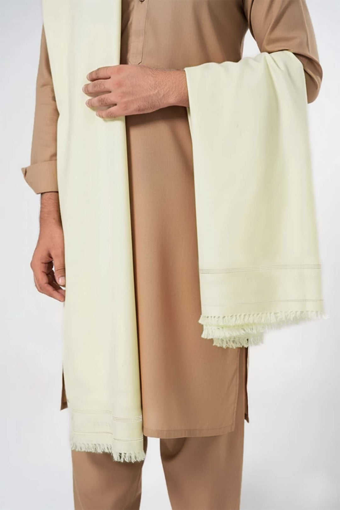 Divinely Crafted Solids Mens Shawls 1 Piece Wool Off-White AR-000529 - Winter Collection