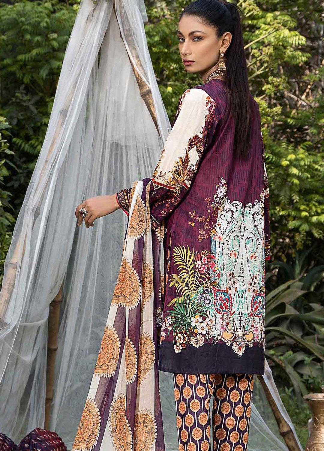 Creaze Embroidered Lawn Suit Unstitched 3 Piece CRE22S MSV-22025 Flower Stalk - Luxury Collection