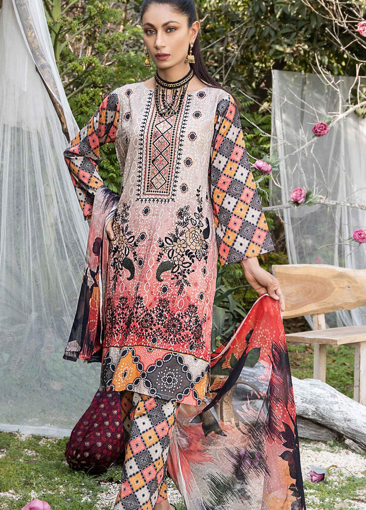 Creaze Embroidered Lawn Suit Unstitched 3 Piece CRE22S MSV-22026 Tea Rose - Luxury Collection