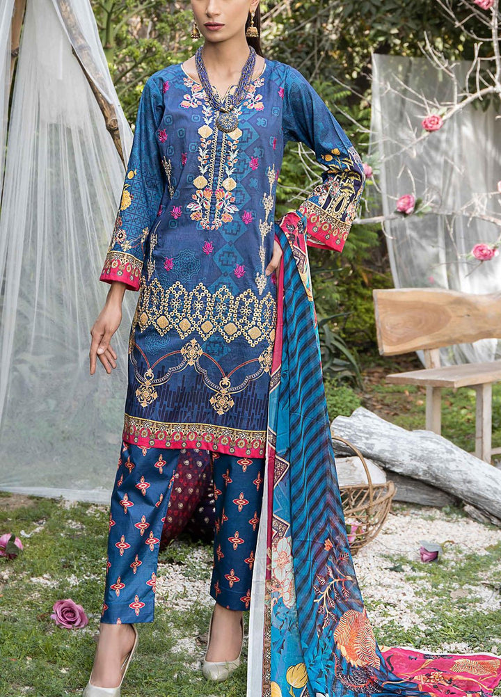 Creaze Embroidered Lawn Suit Unstitched 3 Piece CRE22S MSV-22030 Deep Lake - Luxury Collection
