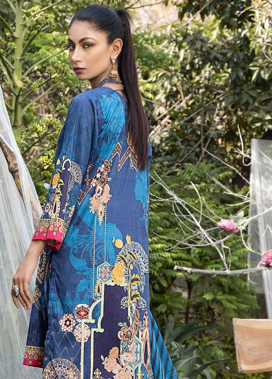Creaze Embroidered Lawn Suit Unstitched 3 Piece CRE22S MSV-22030 Deep Lake - Luxury Collection
