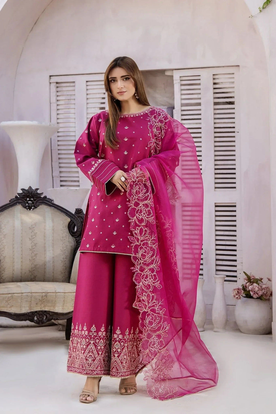 Sohani Rajwani By HM RTW Embroidered Lawn 3 Piece Suit CRIMSON Festive Collection