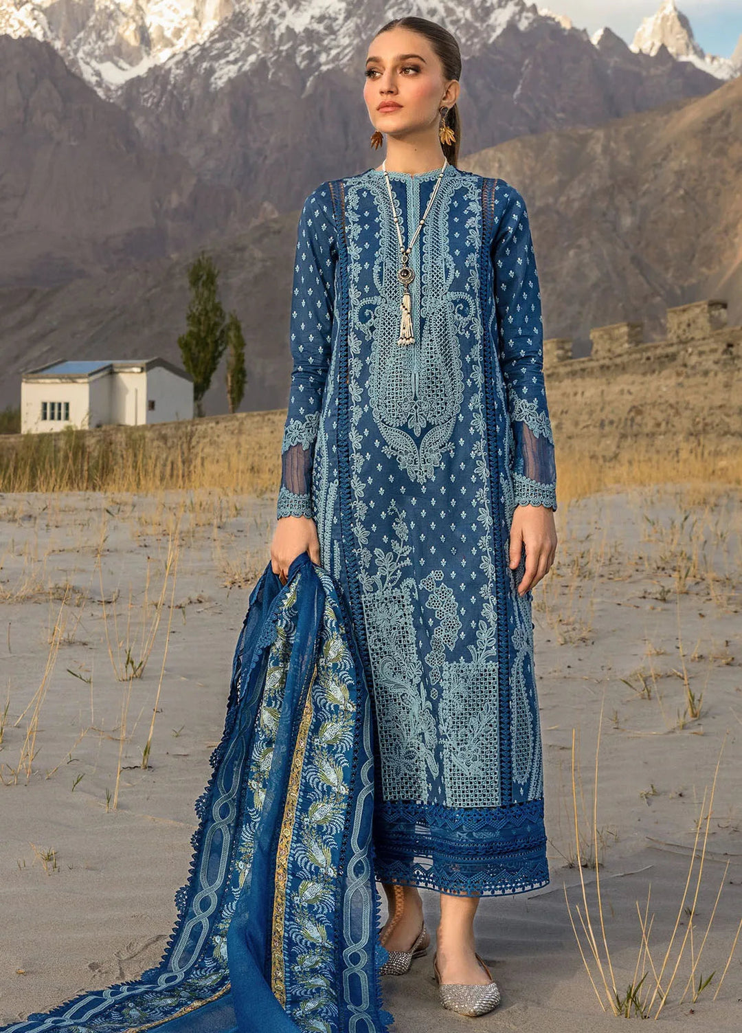 Crimson Embroidered Lawn Suit Unstitched 3 Piece CR24L D1B Dancing Paisleys - Summer Collection