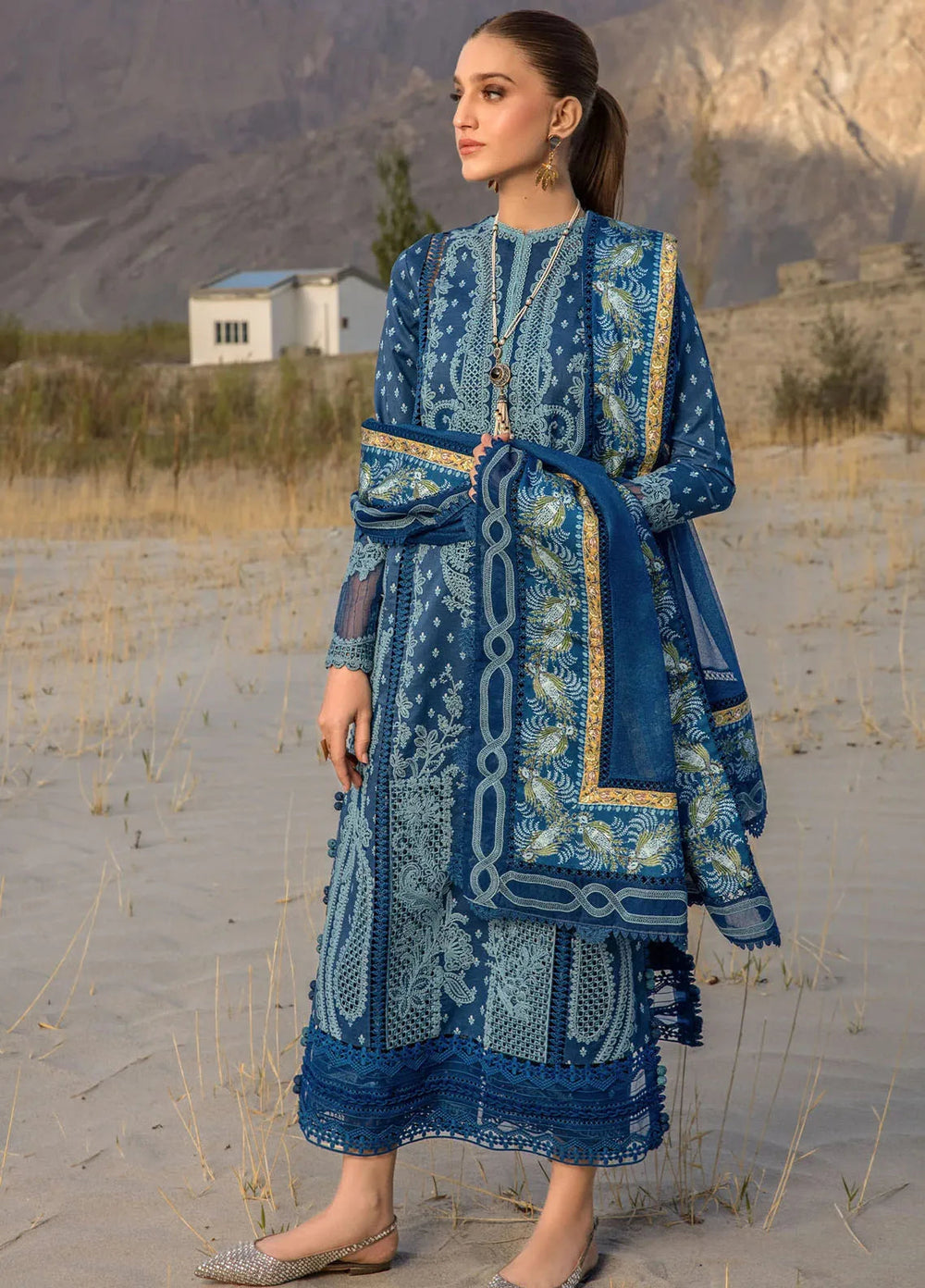 Crimson Embroidered Lawn Suit Unstitched 3 Piece CR24L D1B Dancing Paisleys - Summer Collection