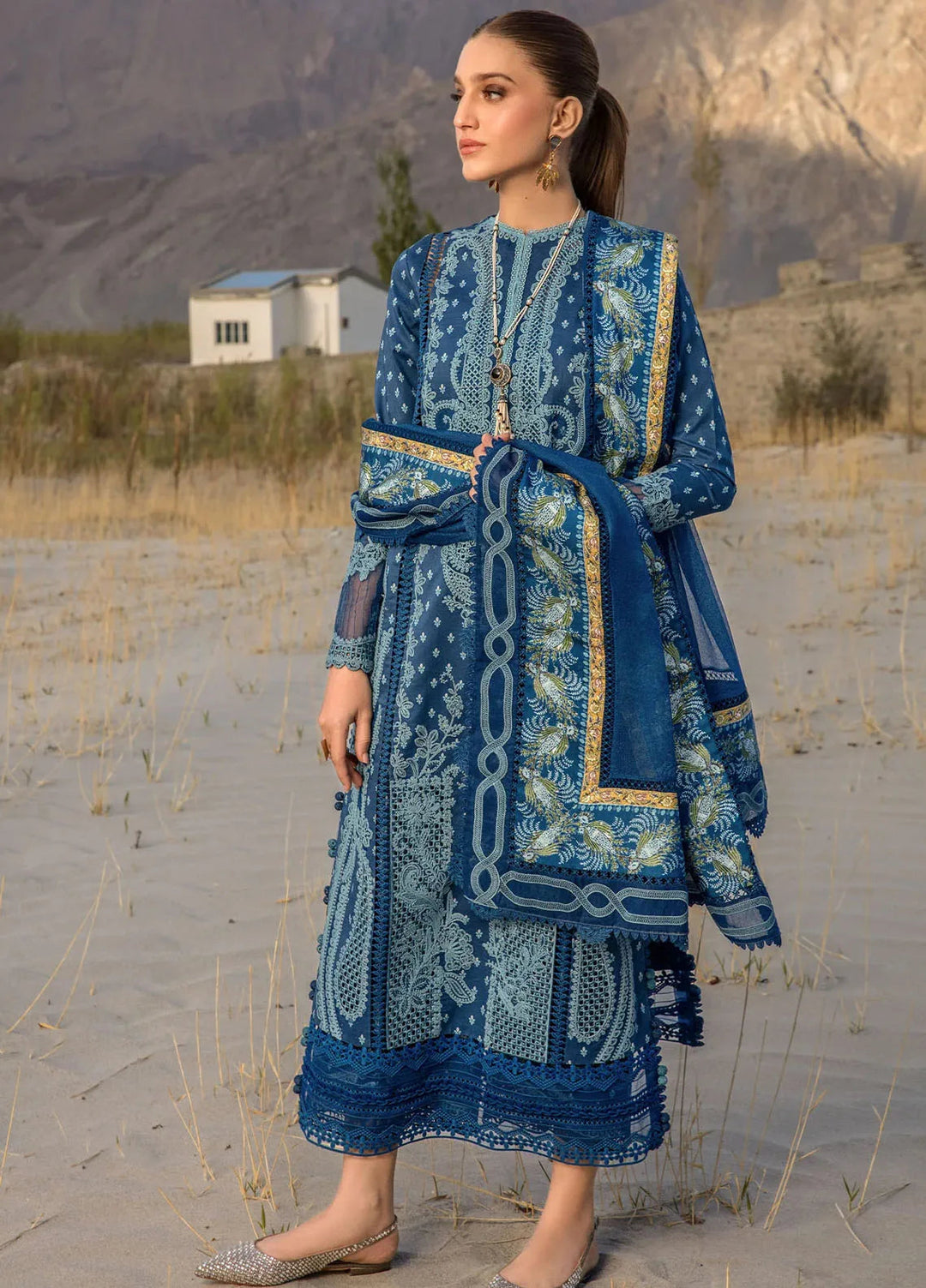 Crimson Embroidered Lawn Suit Unstitched 3 Piece CR24L D1B Dancing Paisleys - Summer Collection