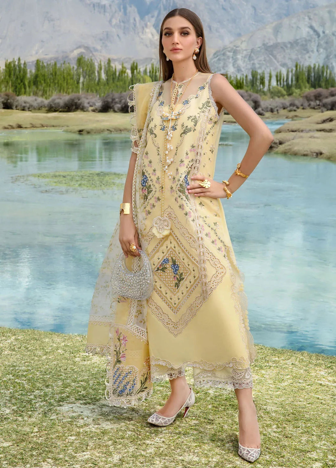 Crimson Embroidered Lawn Suit Unstitched 3 Piece CR24L D2A A French Brunch - Summer Collection
