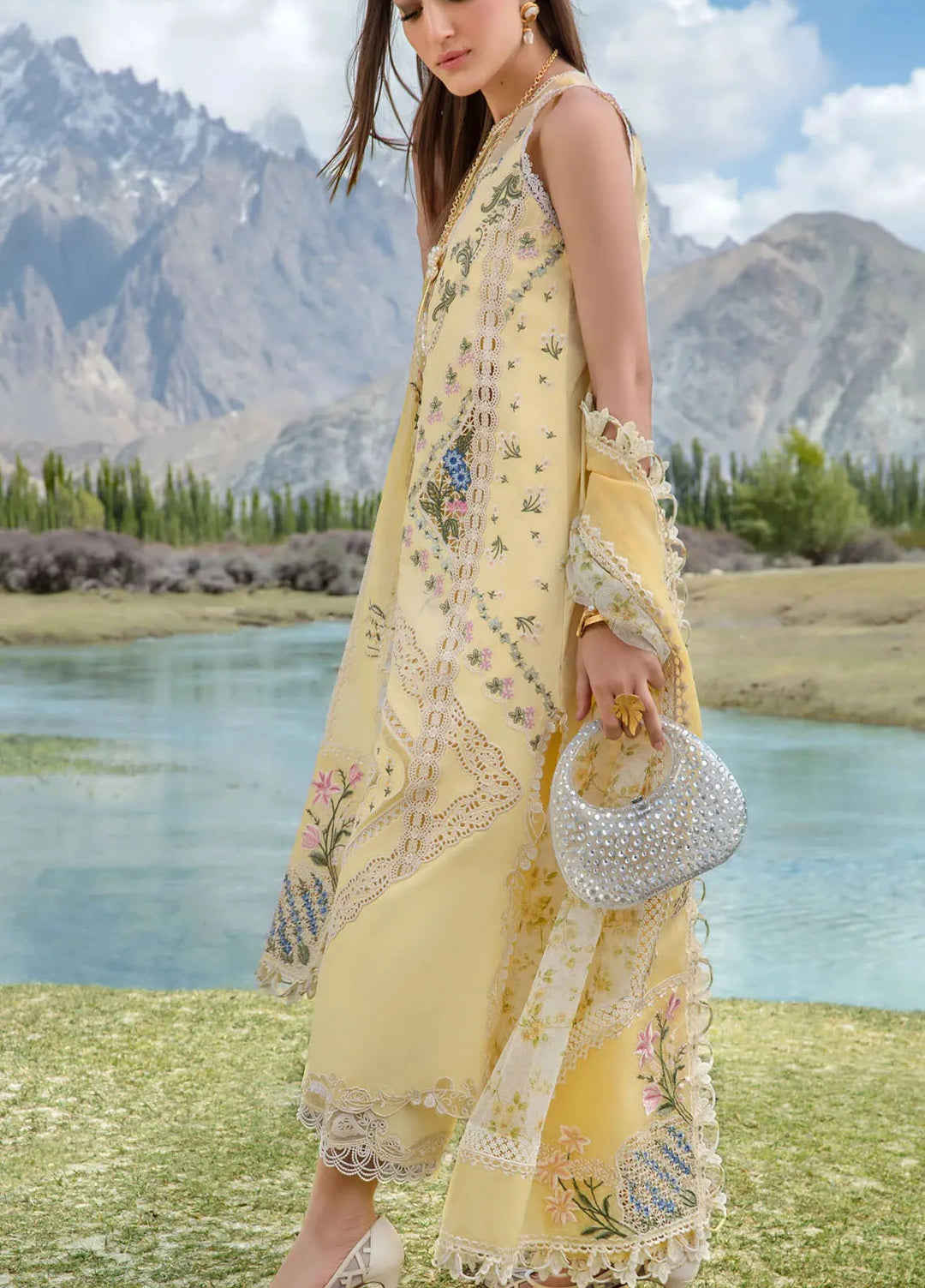Crimson Embroidered Lawn Suit Unstitched 3 Piece CR24L D2A A French Brunch - Summer Collection