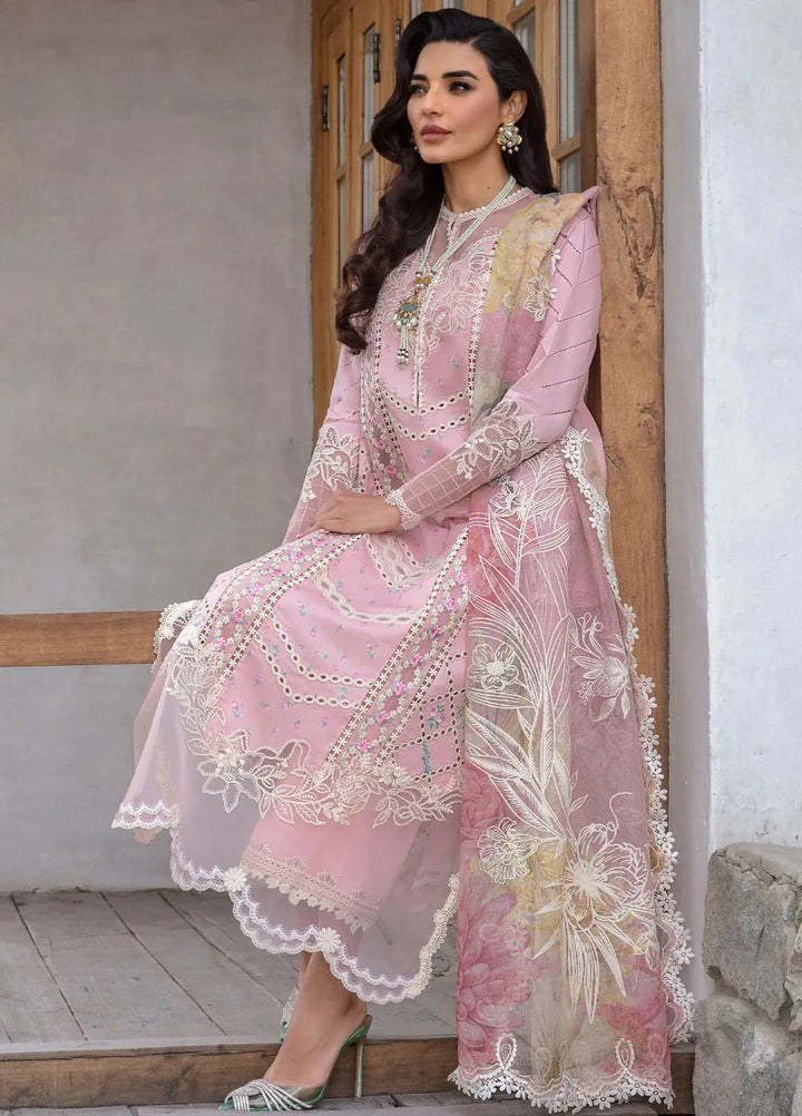 Crimson Embroidered Lawn Suit Unstitched 3 Piece CR24L D7B A Floral Mesh - Summer Collection