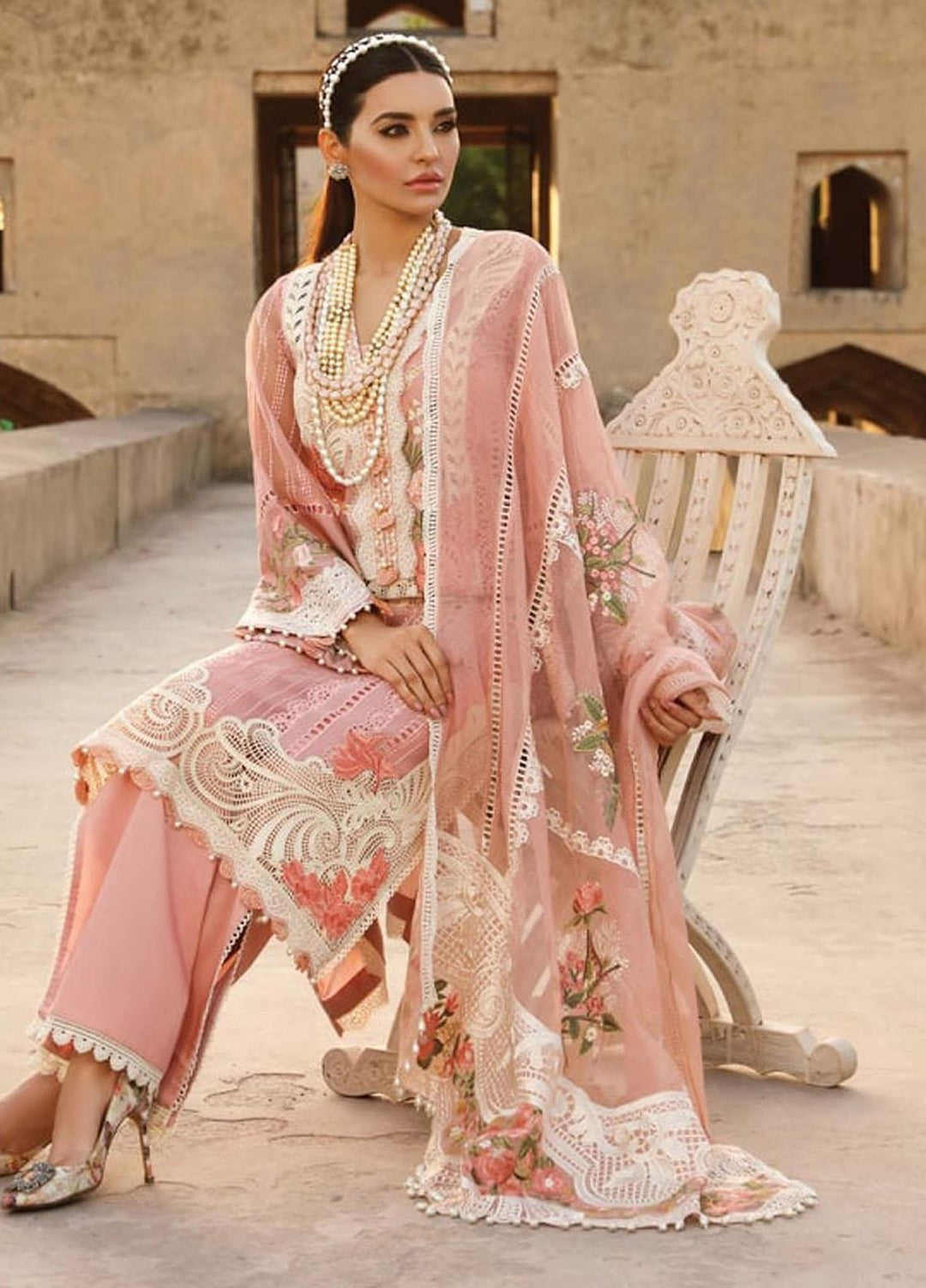 Crimson by Saira Shakira Embroidered Lawn Suits Unstitched 3 Piece CR21LS 1A-ROSE - Luxury Collection