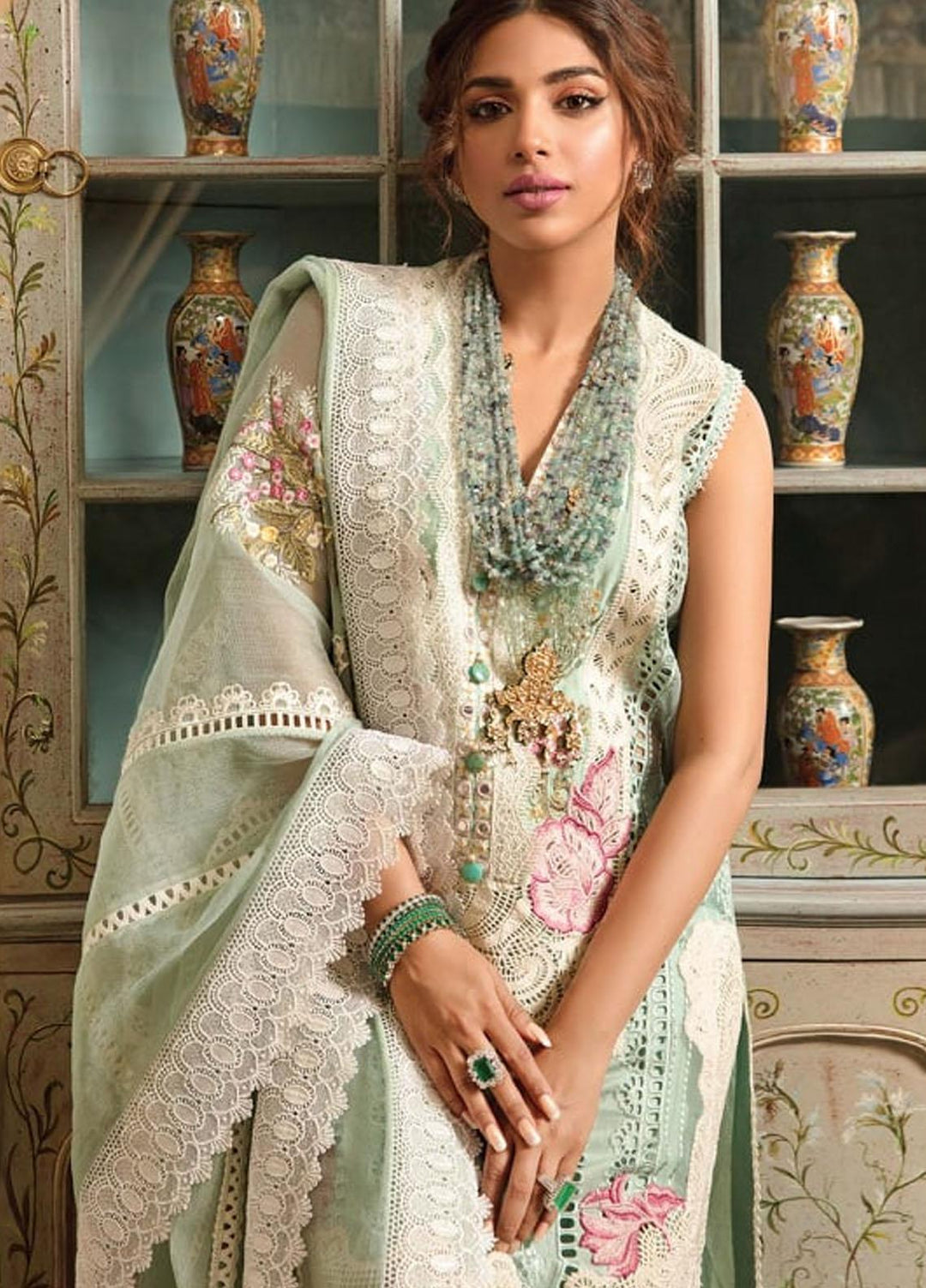 Crimson by Saira Shakira Embroidered Lawn Suits Unstitched 3 Piece CR21LS 1B-MAYA - Luxury Collection