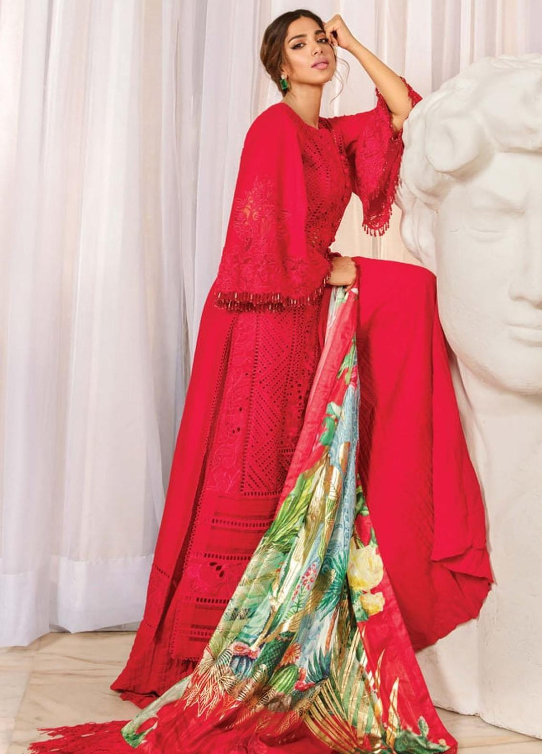 Crimson by Saira Shakira Embroidered Lawn Suits Unstitched 3 Piece CR21LS 2B-RUBY - Luxury Collection