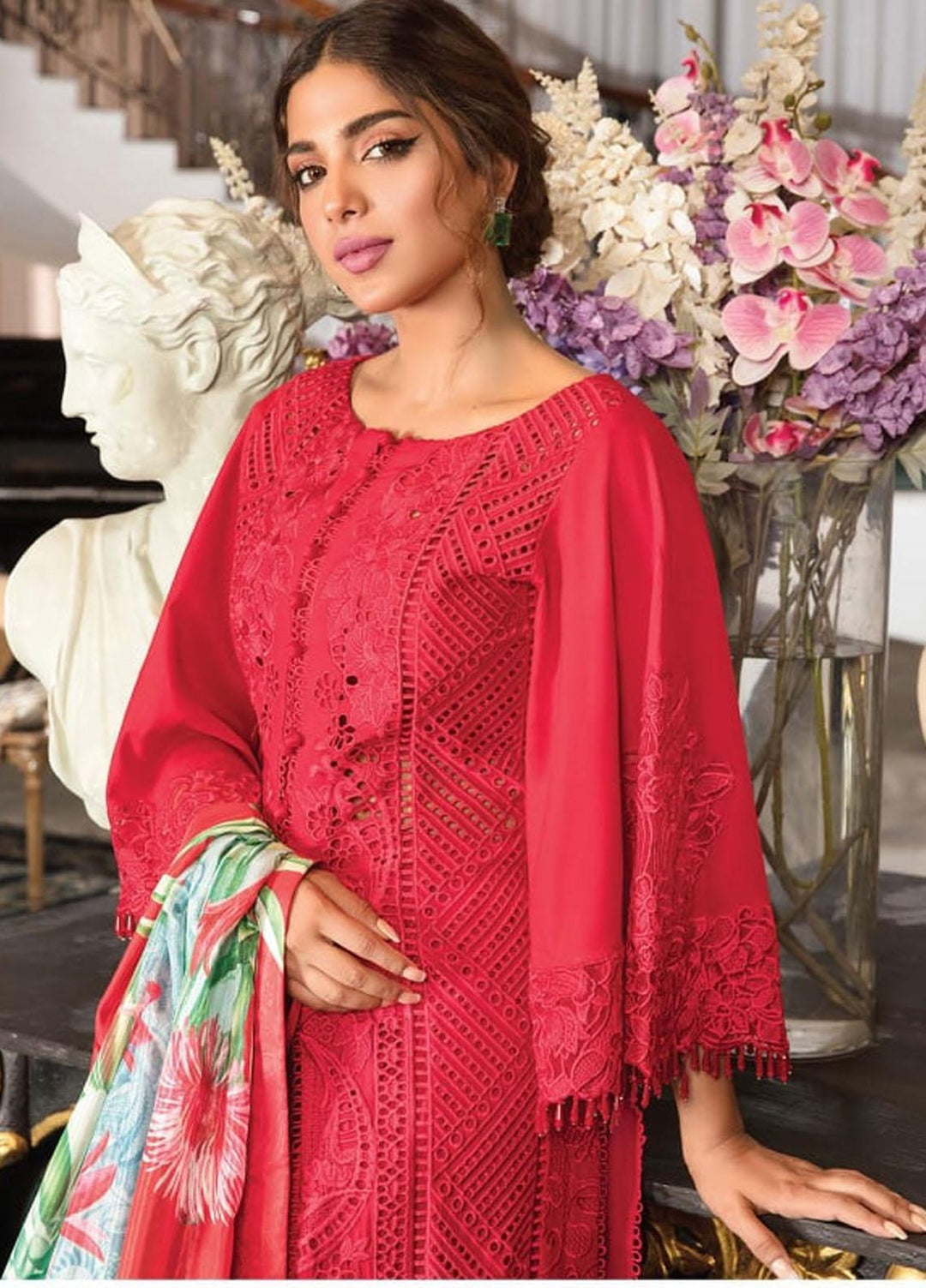 Crimson by Saira Shakira Embroidered Lawn Suits Unstitched 3 Piece CR21LS 2B-RUBY - Luxury Collection