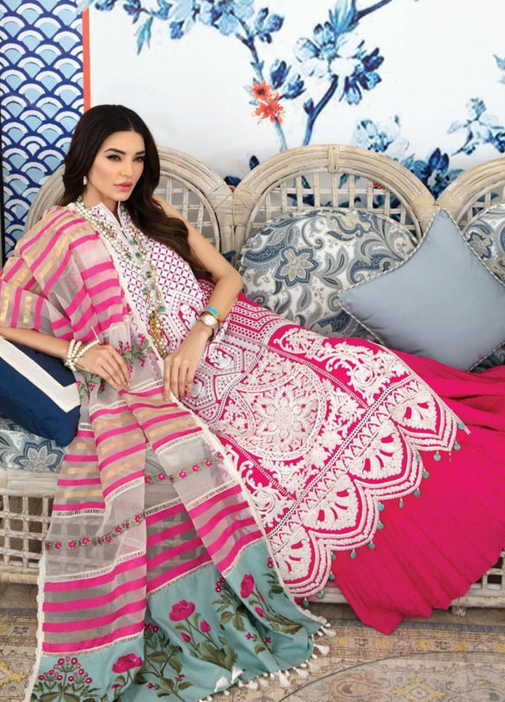 Crimson by Saira Shakira Embroidered Lawn Suits Unstitched 3 Piece CR21LS 3A-FUCHSIA - Luxury Collection