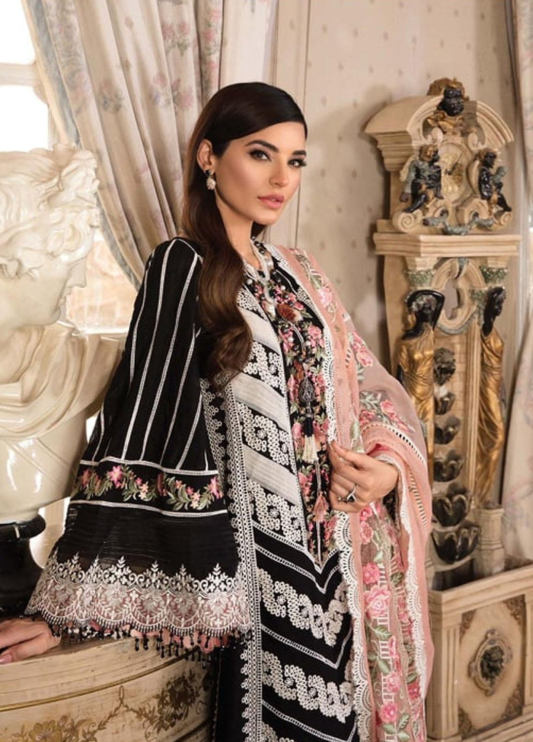 Crimson by Saira Shakira Embroidered Lawn Suits Unstitched 3 Piece CR21LS 4B-MIDNIGHT - Luxury Collection