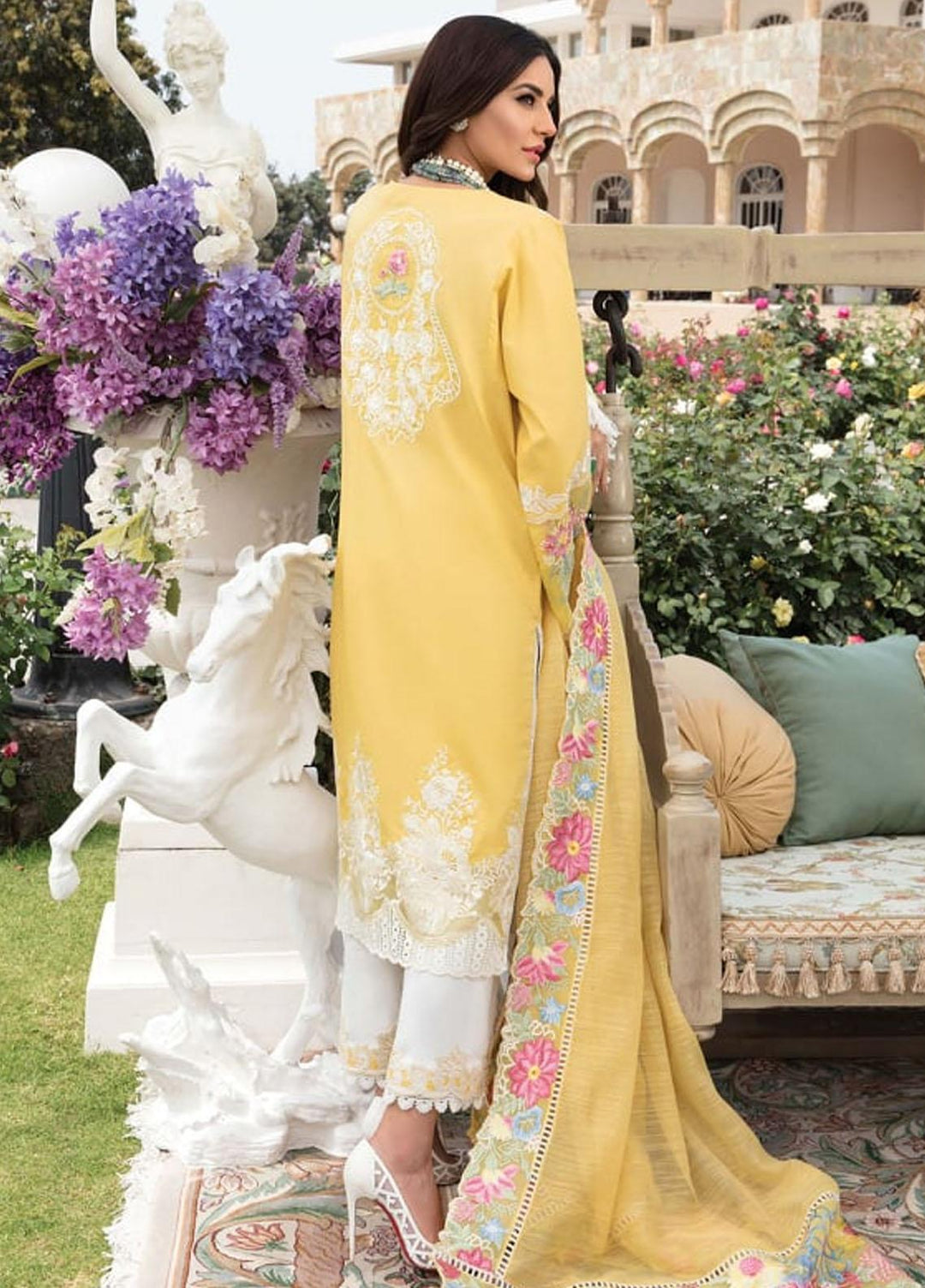 Crimson by Saira Shakira Embroidered Lawn Suits Unstitched 3 Piece CR21LS 6B-AMBER - Luxury Collection