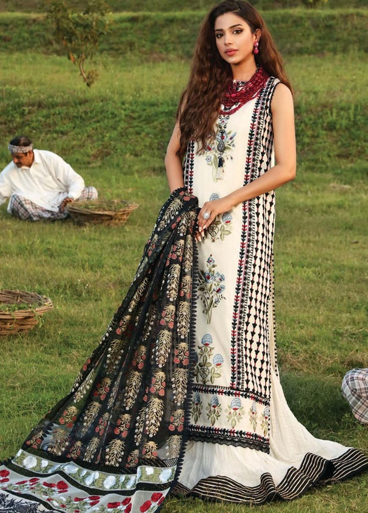 Crimson by Saira Shakira Embroidered Lawn Suits Unstitched 3 Piece CR21LS 8A-IVORY - Luxury Collection