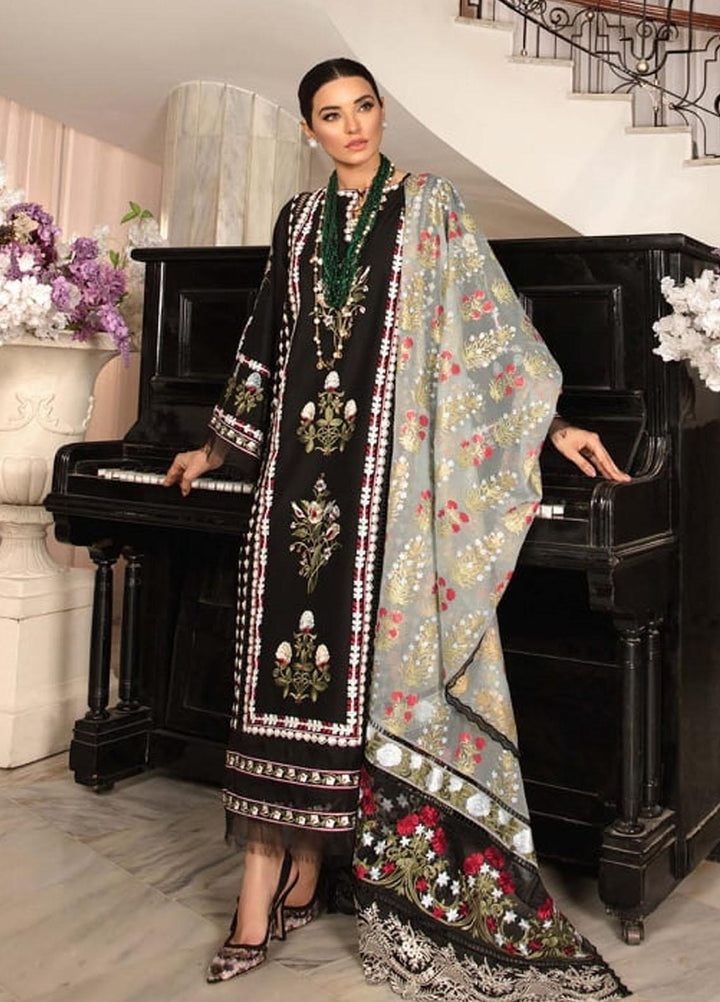 Crimson by Saira Shakira Embroidered Lawn Suits Unstitched 3 Piece CR21LS 8B-EBONY - Luxury Collection