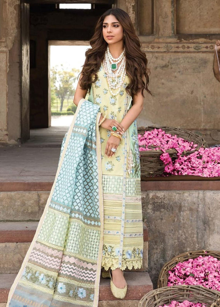 Crimson by Saira Shakira Embroidered Lawn Suits Unstitched 3 Piece CR21LS 9B-LEMON - Luxury Collection