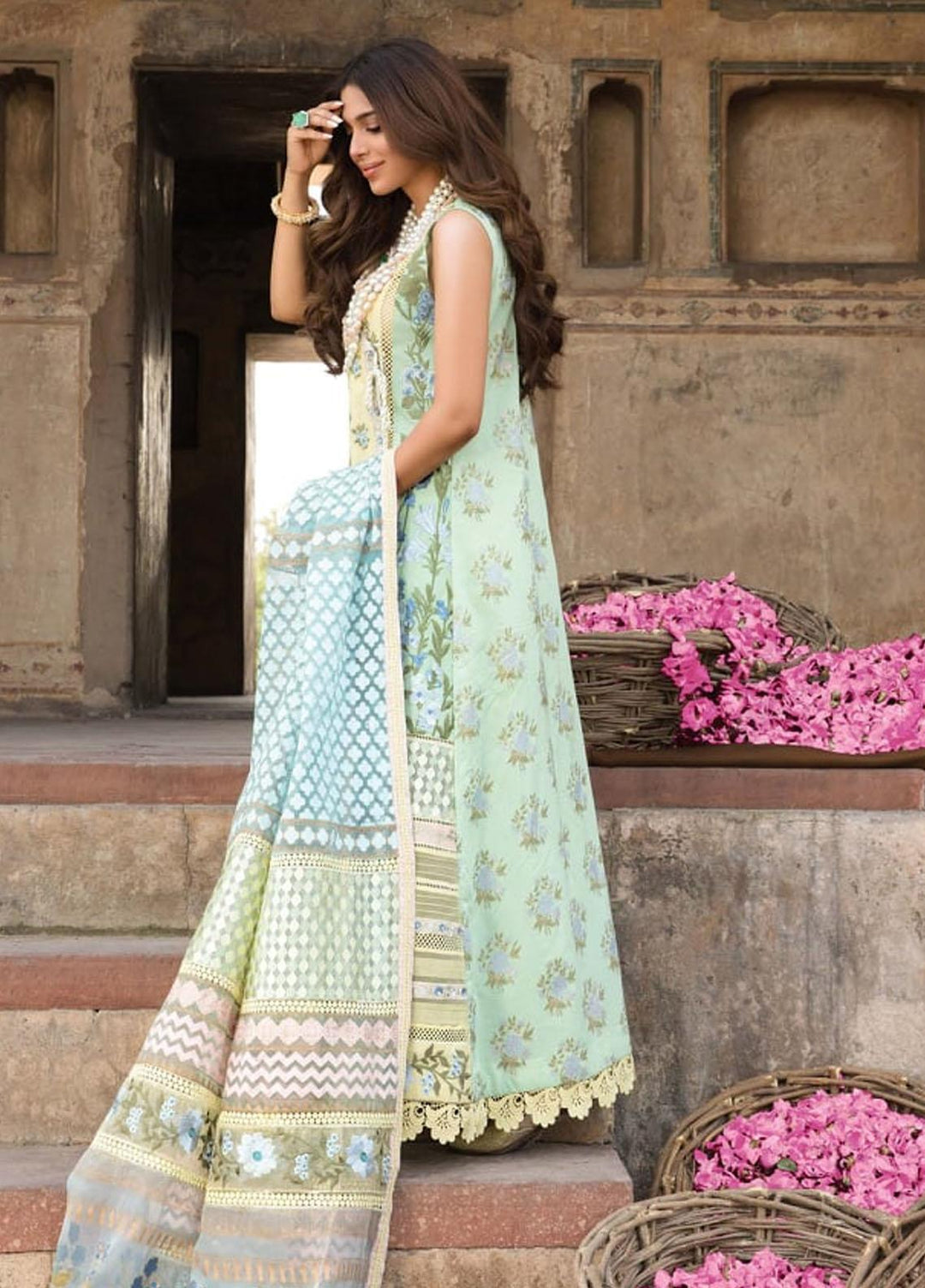 Crimson by Saira Shakira Embroidered Lawn Suits Unstitched 3 Piece CR21LS 9B-LEMON - Luxury Collection
