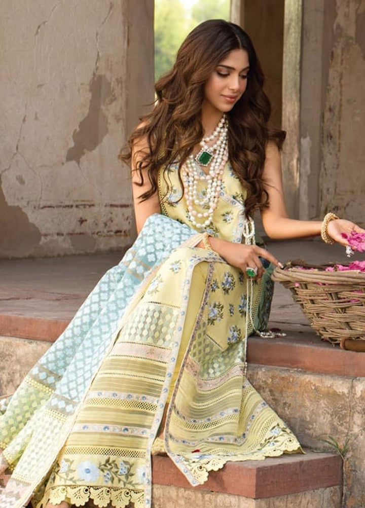 Crimson by Saira Shakira Embroidered Lawn Suits Unstitched 3 Piece CR21LS 9B-LEMON - Luxury Collection