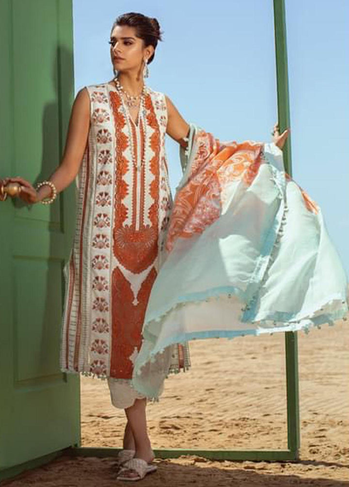 Crimson Embroidered Lawn Suits Unstitched 3 Piece CR22L 1A Mandarin - Luxury Collection