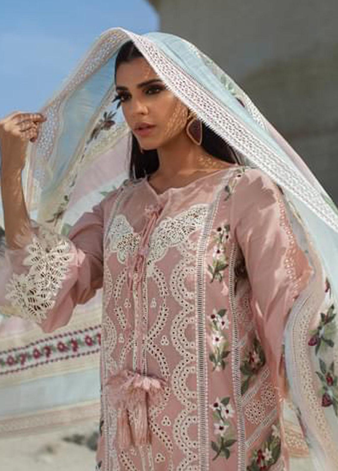 Crimson Embroidered Lawn Suits Unstitched 3 Piece CR22L 2B Rose - Luxury Collection